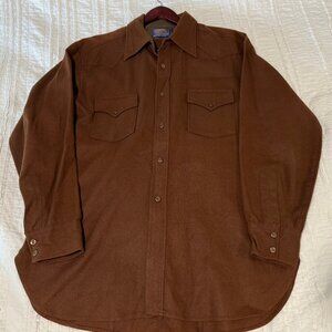 Pendleton Mens Button Up 100% Wool Brown Size XL